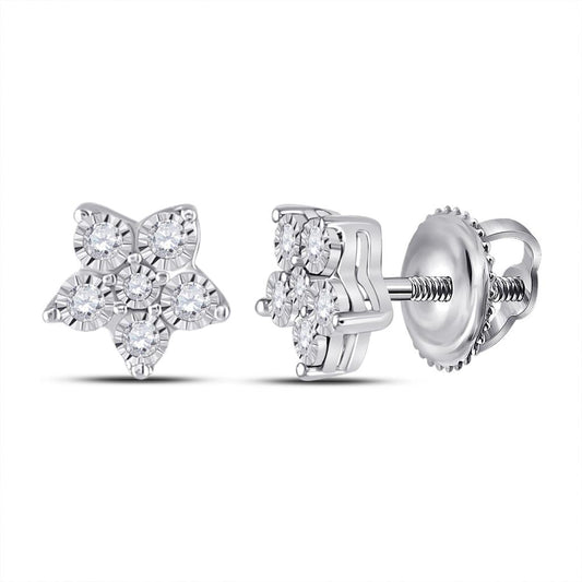 14k White Gold Round Diamond Stud Earrings 1/8 Cttw