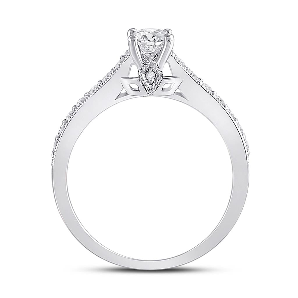 14k White Gold Round Diamond Bridal Wedding Ring Set 3/4 Cttw (Certified)