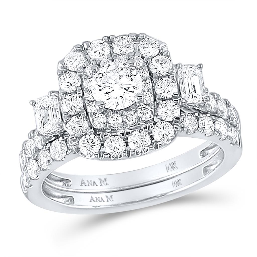 14k Two-tone Gold Round Diamond Bridal Wedding Ring Set 2 Cttw (Certified)