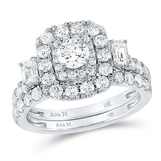 14k Two-tone Gold Round Diamond Bridal Wedding Ring Set 2 Cttw (Certified)