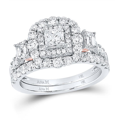 14k Two-tone Gold Princess Diamond Bridal Wedding Ring Set 2 Cttw (Certified)