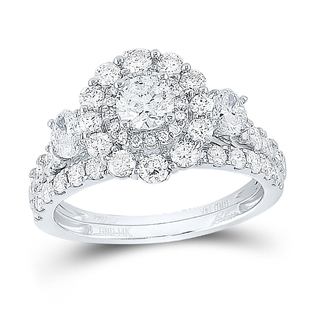 14k Two-tone Gold Round Diamond Bridal Wedding Ring Set 2 Ctw (Certified)