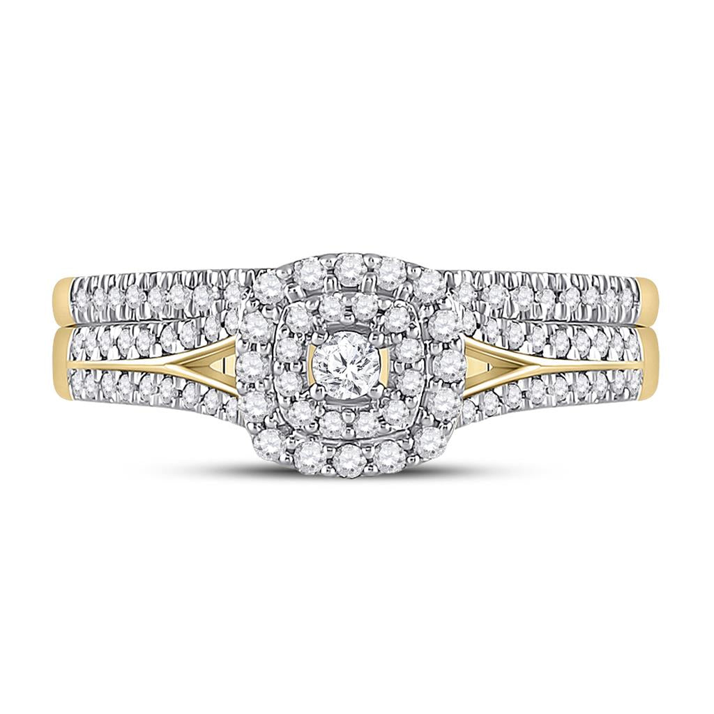 10k Yellow Gold Round Diamond Bridal Wedding Ring Set 1/3 Cttw
