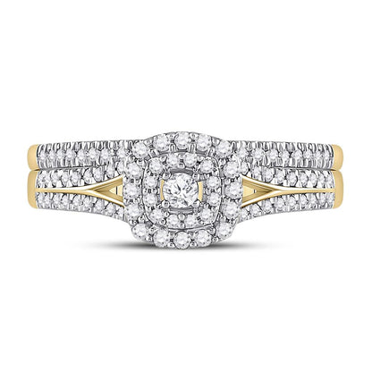 10k Yellow Gold Round Diamond Bridal Wedding Ring Set 1/3 Cttw