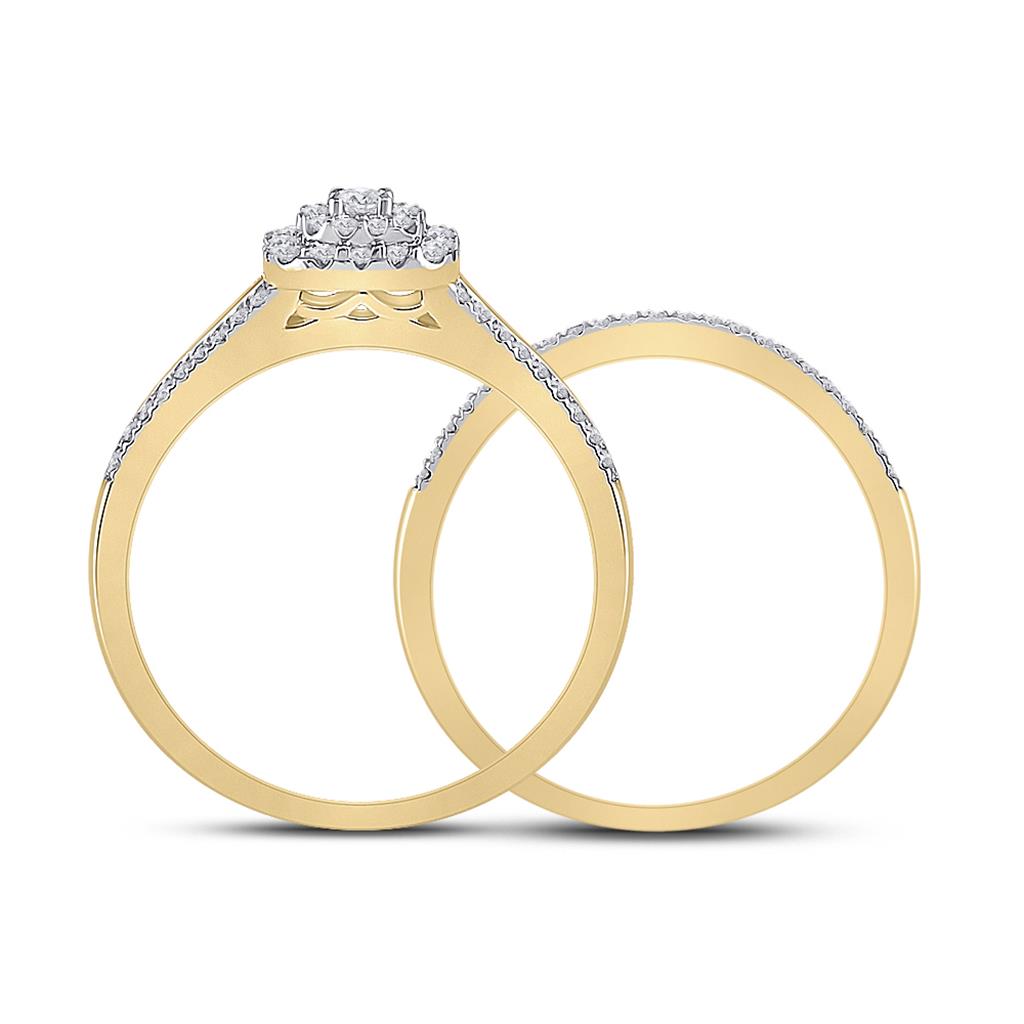 10k Yellow Gold Round Diamond Bridal Wedding Ring Set 1/3 Cttw