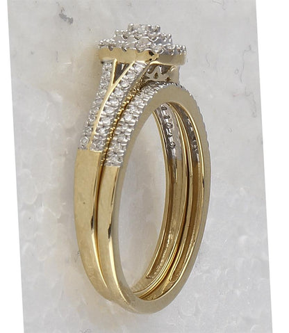 10k Yellow Gold Round Diamond Bridal Wedding Ring Set 1/3 Cttw
