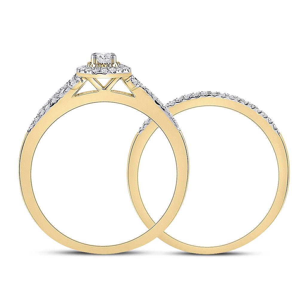 10k Yellow Gold Round Diamond Bridal Wedding Ring Set 1/3 Cttw