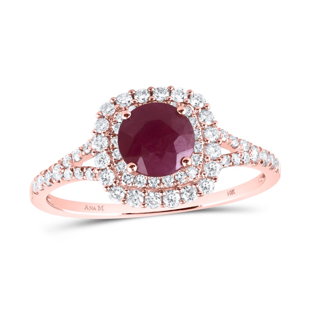 3/8CTW-Diamond 1CT-RUBY BRIDAL NATURAL GEM  RING