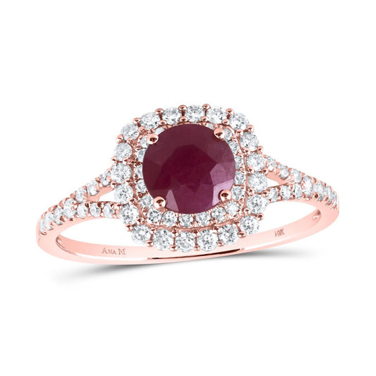 3/8CTW-Diamond 1CT-RUBY BRIDAL NATURAL GEM  RING