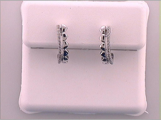 14k White Gold Round Diamond Fashion Halo Earrings 1/10 Cttw