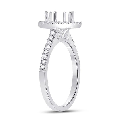 14k White Gold Round Diamond 1/2 Ct Center Marquise Bridal Semi-Mount Ring 1/3 Ctw