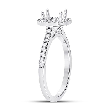 14k White Gold Round Diamond 1/2 Ct Emerald Center Bridal Semi-Mount Ring 1/3 Ctw