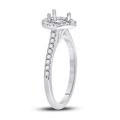 14k White Gold Round Diamond 1/2 Ct Pear Center Bridal Semi-Mount Ring 1/3 Ctw