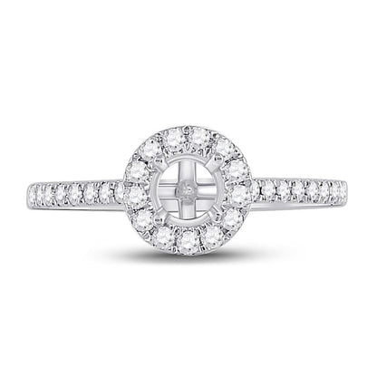 14k White Gold Round Diamond 1/2 Ct Rd Center Bridal Semi-Mount Ring 1/3 Ctw