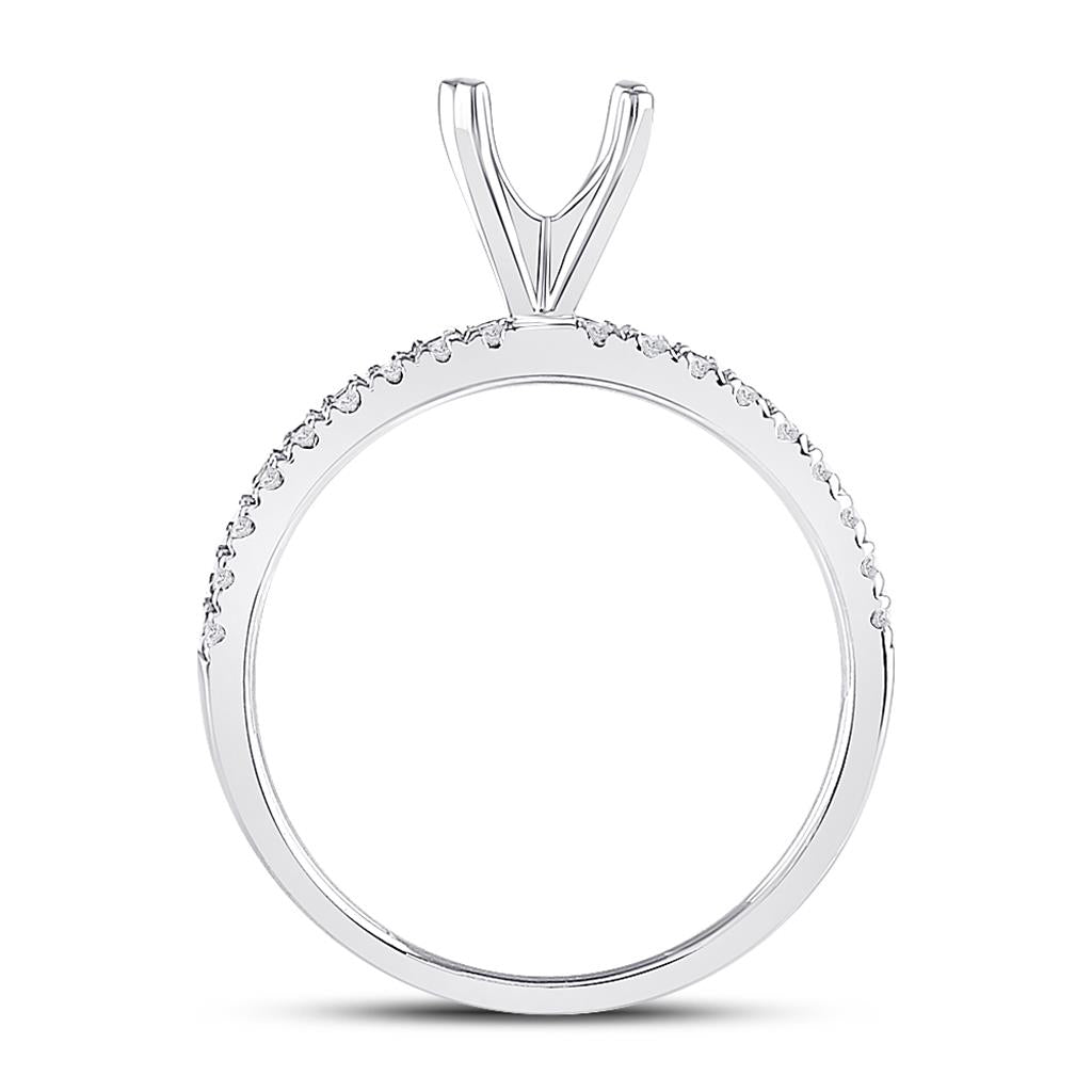 14k White Gold Round Diamond 3/4 Ct Rd Center Bridal Semi-Mount Ring 1/2 Ctw