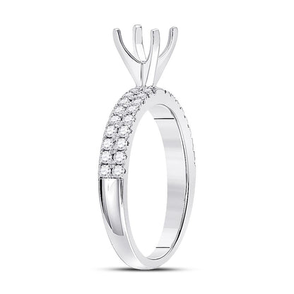 14k White Gold Round Diamond 3/4 Ct Rd Center Bridal Semi-Mount Ring 1/2 Ctw