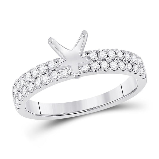 14k White Gold Round Diamond 3/4 Ct Pear Center Bridal Semi-Mount Ring 1/2 Ctw