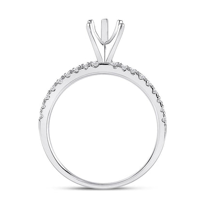 14k White Gold Round Diamond 3/4 Ct Pear Center Bridal Semi-Mount Ring 1/2 Ctw