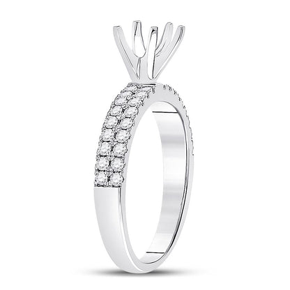 14k White Gold Round Diamond 3/4 Ct Pear Center Bridal Semi-Mount Ring 1/2 Ctw