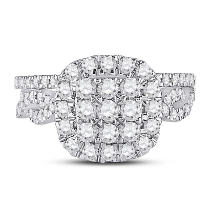 1 1/2 Ct. Round Diamond Bridal Engagement Ring Set 14K White Gold