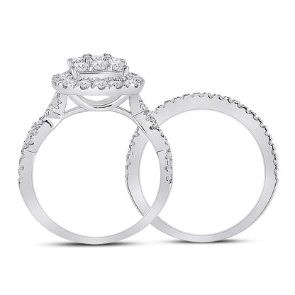 1 1/2 Ct. Round Diamond Bridal Engagement Ring Set 14K White Gold