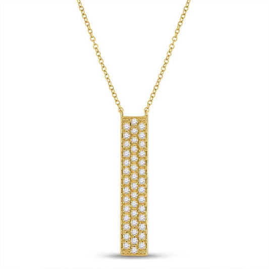 10k Yellow Gold Round Diamond Vertical Bar Necklace 1/4 Cttw
