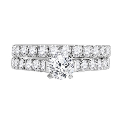 14k White Gold Round Diamond Bridal Wedding Ring Set 2 Cttw (Certified)
