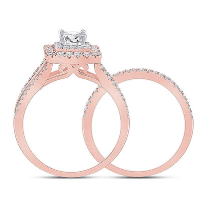 14k Two-tone Gold Princess Diamond Bridal Wedding Ring Set 1 Cttw (Certified)