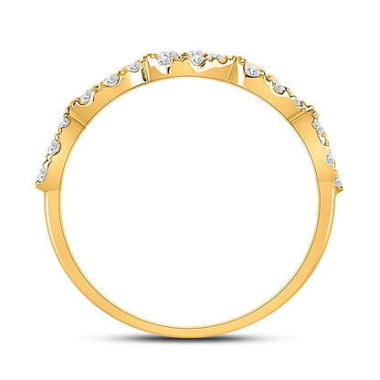 10k Yellow Gold Round Diamond Teardrop Stackable Band Ring 1/3 Ctw