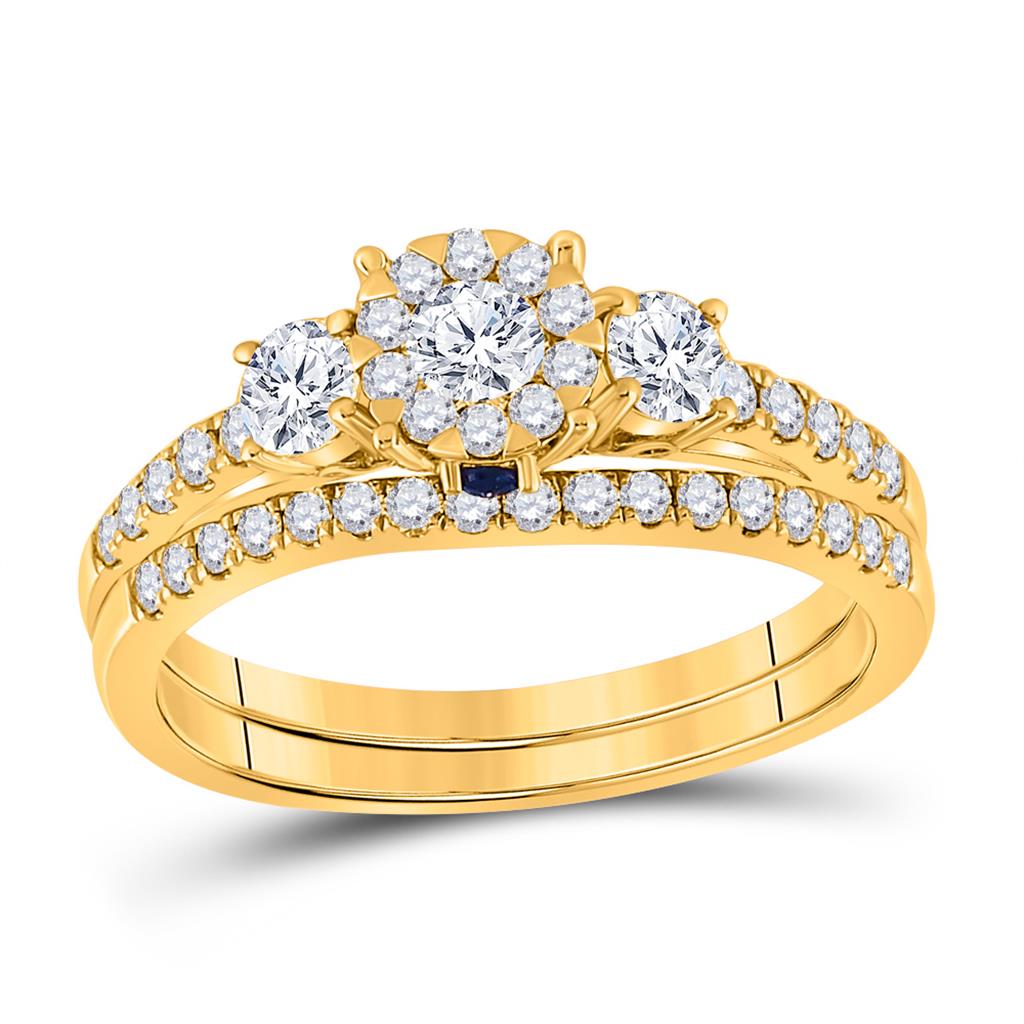 7/8CTW-Diamond 1/20CT- SAPPHIRE CHERIE BRIDAL SET