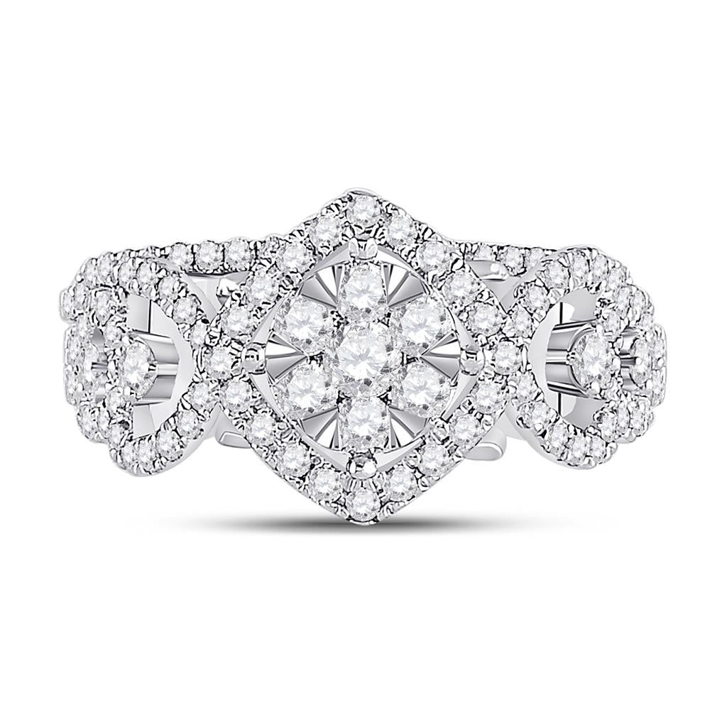14k White Gold Round Diamond Bridal Wedding Ring Set 1 Cttw