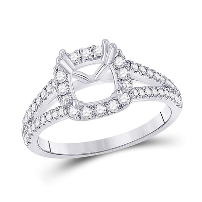 14k White Gold Rd Diamond 1-1/2 Ct Cushion Center Bridal Semi-Mount Ring 1/2 Ctw (Certified)