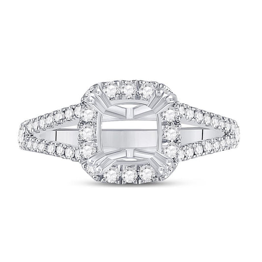 14k White Gold Rd Diamond 1-1/2 Ct Cushion Center Bridal Semi-Mount Ring 1/2 Ctw (Certified)