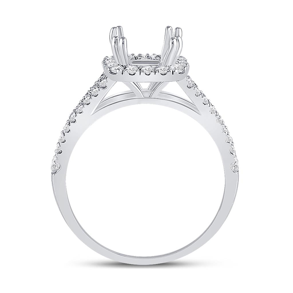 14k White Gold Rd Diamond 1-1/2 Ct Cushion Center Bridal Semi-Mount Ring 1/2 Ctw (Certified)