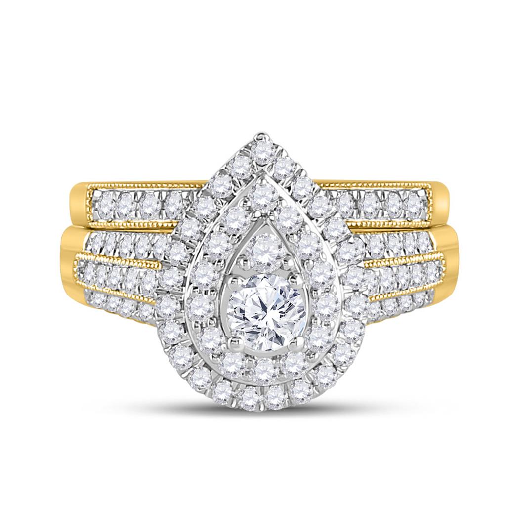 1.0  Ct. Round Diamond Bridal Engagement Ring Set 10K Yellow Gold
