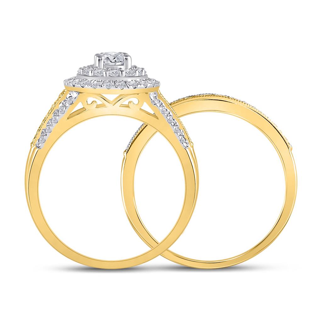 1.0  Ct. Round Diamond Bridal Engagement Ring Set 10K Yellow Gold