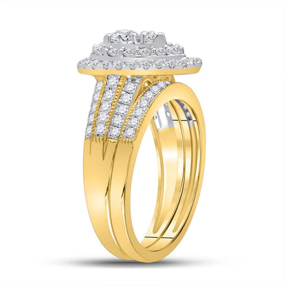 1.0  Ct. Round Diamond Bridal Engagement Ring Set 10K Yellow Gold
