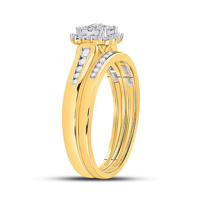 10k Yellow Gold Round Diamond Bridal Wedding Ring Set 1/2 Cttw