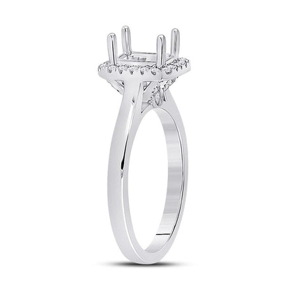 14k White Gold Round Diamond 1 Ct Emerald Center Bridal Semi-Mount Ring 1/4 Cttw