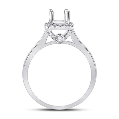 14k White Gold Round Diamond 1 Ct Emerald Center Bridal Semi-Mount Ring 1/4 Cttw