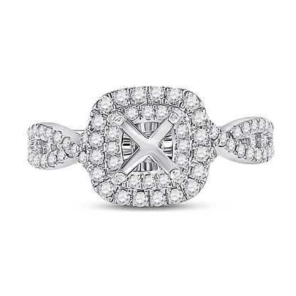 14k White Gold Round Diamond 3/4 Ct Rd Center Bridal Semi-Mount Ring 5/8 Ctw