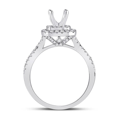 14k White Gold Round Diamond 3/4 Ct Rd Center Bridal Semi-Mount Ring 5/8 Ctw