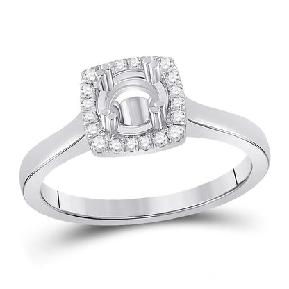 14k White Gold Round Diamond 1/2 Ct Rd Center Bridal Semi-Mount Ring 1/4 Ctw