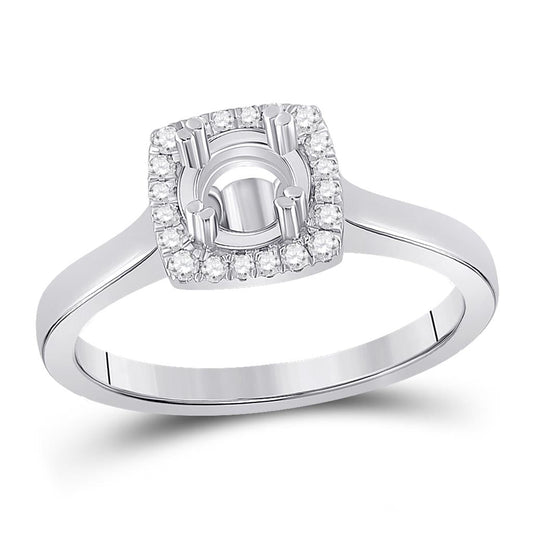 14k White Gold Round Diamond 1/2 Ct Rd Center Bridal Semi-Mount Ring 1/4 Ctw