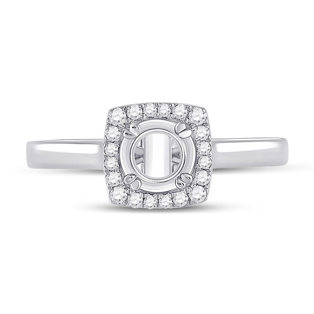 14k White Gold Round Diamond 1/2 Ct Rd Center Bridal Semi-Mount Ring 1/4 Ctw