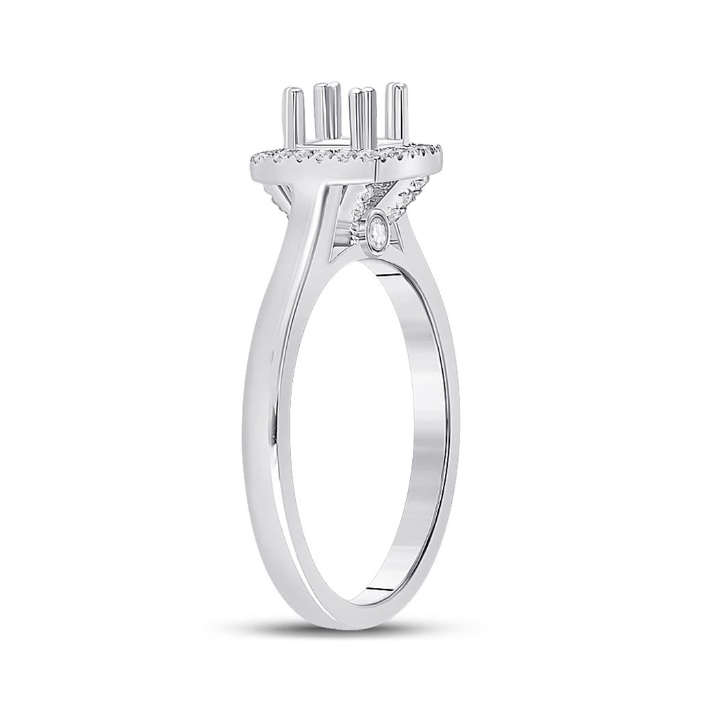 14k White Gold Round Diamond 1/2 Ct Rd Center Bridal Semi-Mount Ring 1/4 Ctw