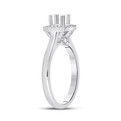 14k White Gold Round Diamond 1/2 Ct Rd Center Bridal Semi-Mount Ring 1/4 Ctw