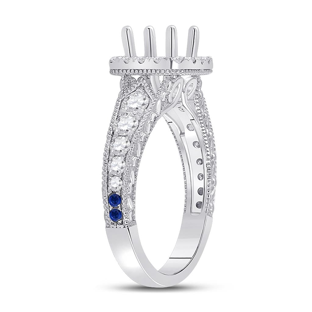 7/8CTW-Diamond SM  1/20CT SAPPHIRE  BRIDAL RING
