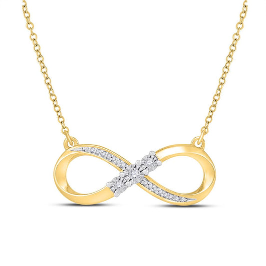 10k Yellow Gold Round Diamond Infinity Necklace 1/20 Cttw