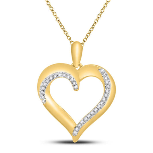 10k Yellow Gold Round Diamond Heart Pendant 1/10 Cttw